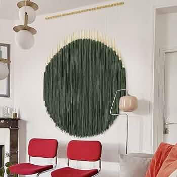 Large Macrame Wall Hanging Green Boho Decor Yarn Fiber Art 39″W*55″L