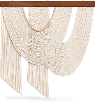 Large Macrame Wall Hanging, 31.5 x 31.5 Inch Boho Wall Decor Tapestry，Beige
