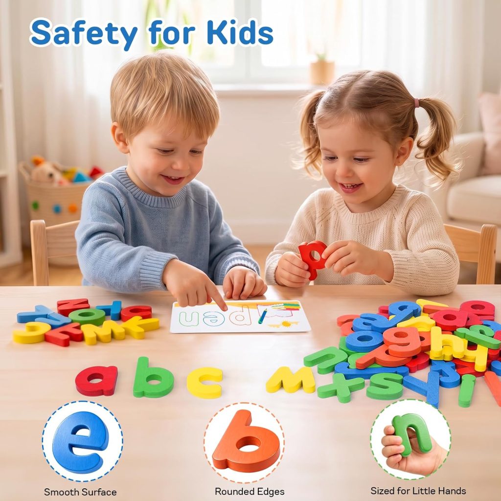 Learning Toys for 3 4 5 6 Years Old Boys and Girls, See & Spell CVC Word Builders with Alphabet Cards for Kids Ages 3-5, Matching Letter Game for Preschool Toddler Learning Activities