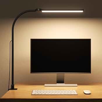 LED Desk Lamp with Clamp for Home Office, Clip on Desk Lights, Black