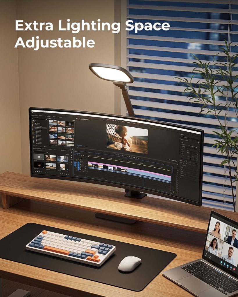 LED Desk Lamps for Home Office, Swing Arm Light for Video Call,Monitor,Task