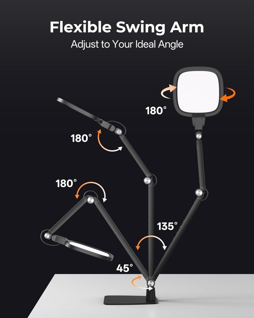 LED Desk Lamps for Home Office, Swing Arm Light for Video Call,Monitor,Task