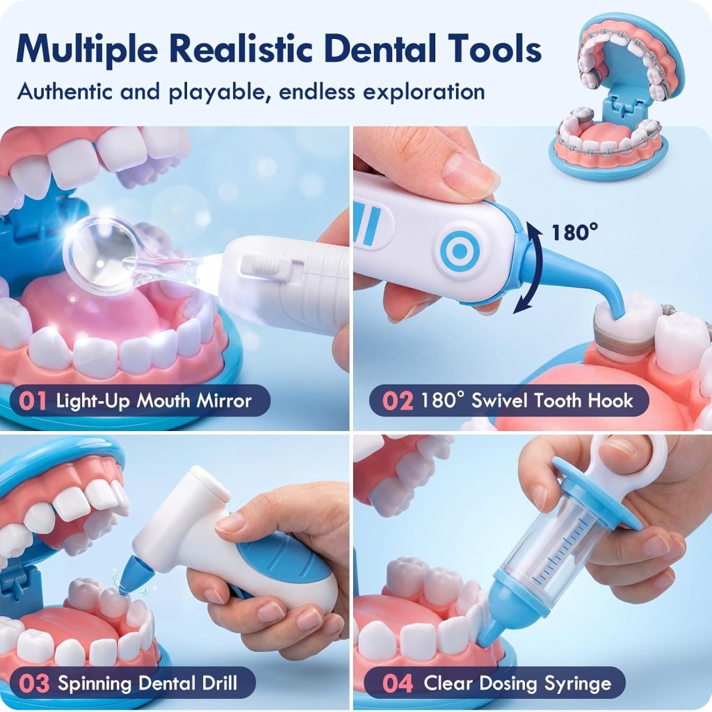 Lehoo Castle Doctor Kit for Toddlers 3-5, Kids Dentist Play Set (Blue)