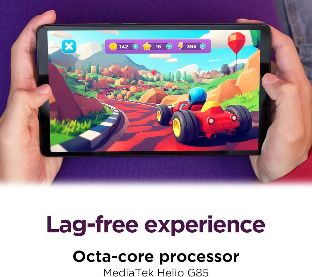 Lenovo Tab One – Lightweight Tablet – up to 12.5 Hours of YouTube Streaming – 8.7″ HD Display – 4 GB Memory – 64 GB Storage – MediaTek Helio G85 – Includes Folio Case