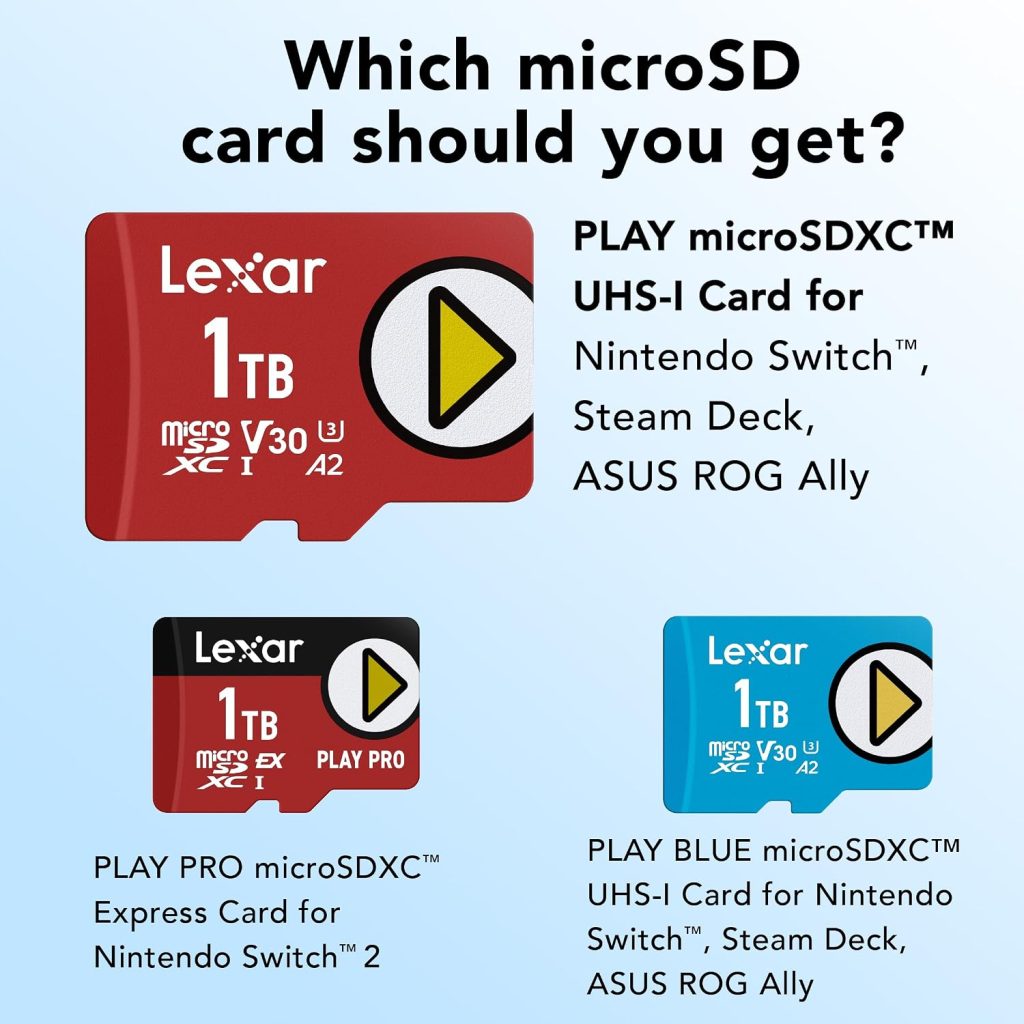 Lexar 1TB Play Micro SD Card, 205MB/s Read, 4K, V30, UHS-I, A2