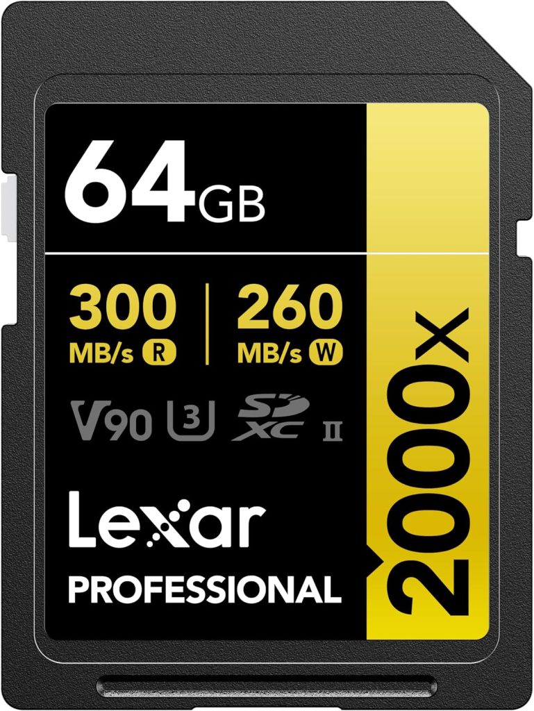 Lexar 64GB 2000x SD Memory Card, 300MB/s Read, 8K, V90, U3, UHS-II