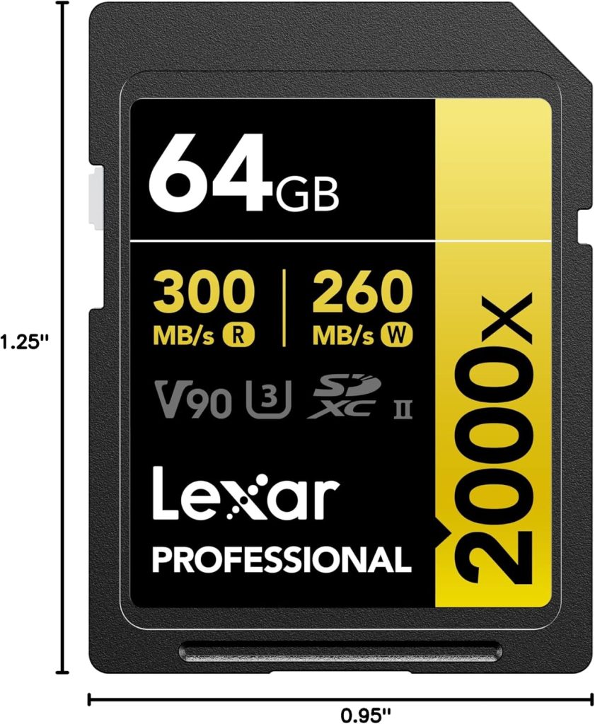 Lexar 64GB 2000x SD Memory Card, 300MB/s Read, 8K, V90, U3, UHS-II