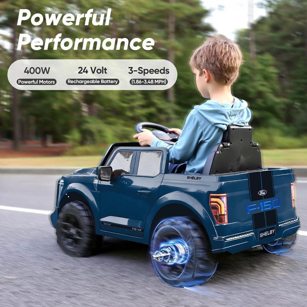 Licensed Ford Shelby F150 24V Ride on Toy for Kid 3-6 Electric Car w/Remote