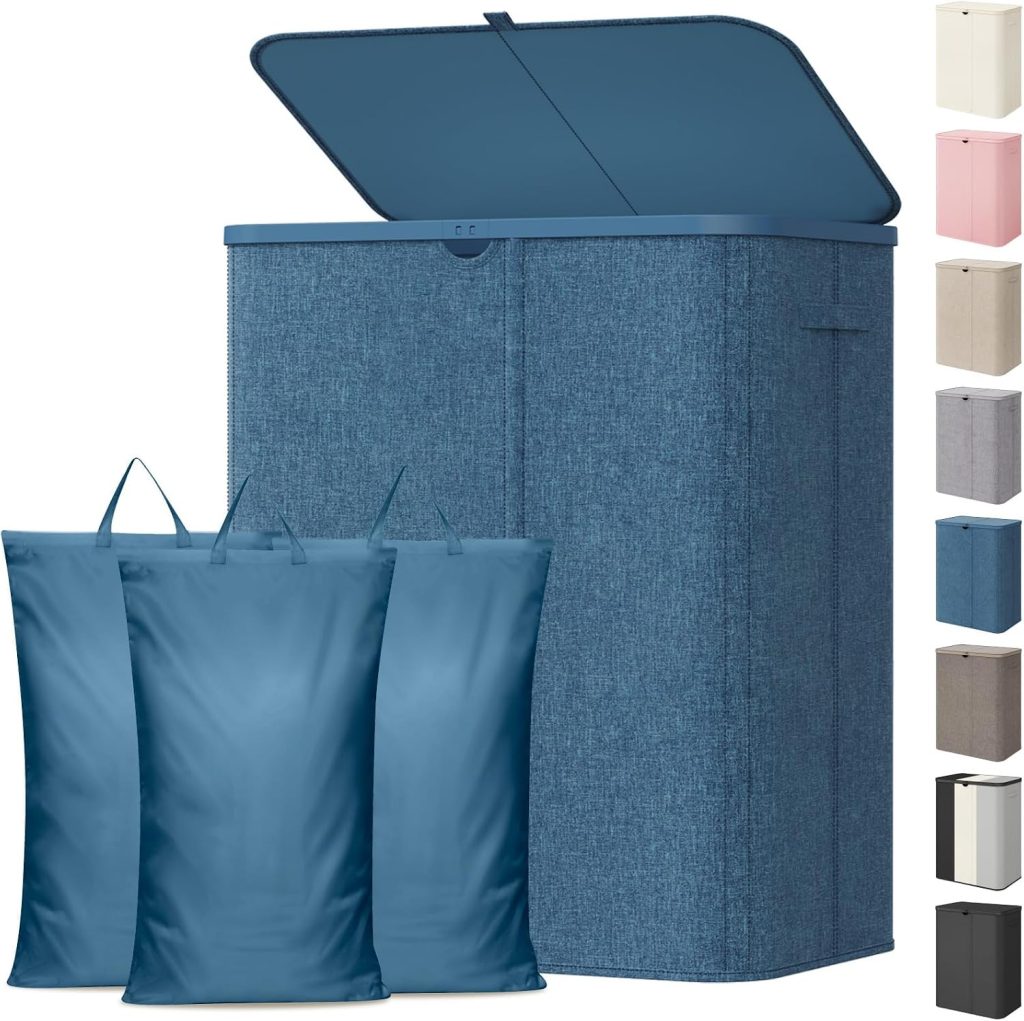 Lifewit 185L 3 Section Laundry Hamper with Lid, Laundry Basket, Dark Blue
