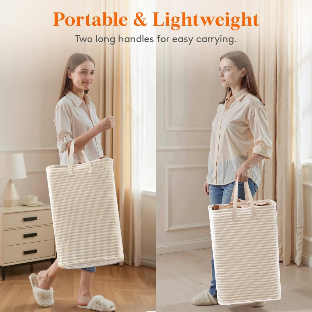 Lifewit 75L Large Laundry Baskets, Laundry Hampers Bags, 2 Pack, Beige