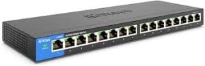Linksys LGS116 16 Port Gigabit Unmanaged Network Switch – Home / Office Ethernet Switch Hub with Metal Housing – Wall Mount or Desktop Ethernet Splitter, Easy Plug & Play Connection