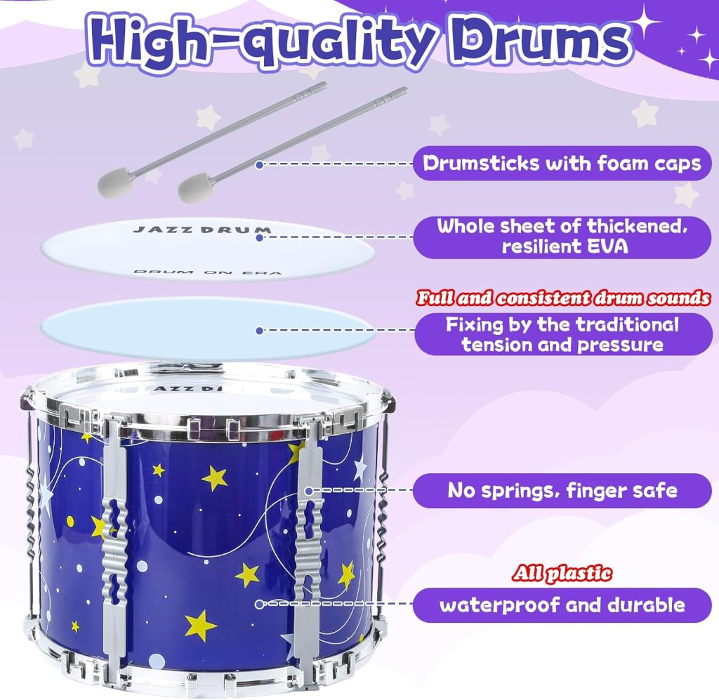LinseyFun Upgraded Kids Drum Set for Toddlers 3-5, Light-up Jazz Drum Toy
