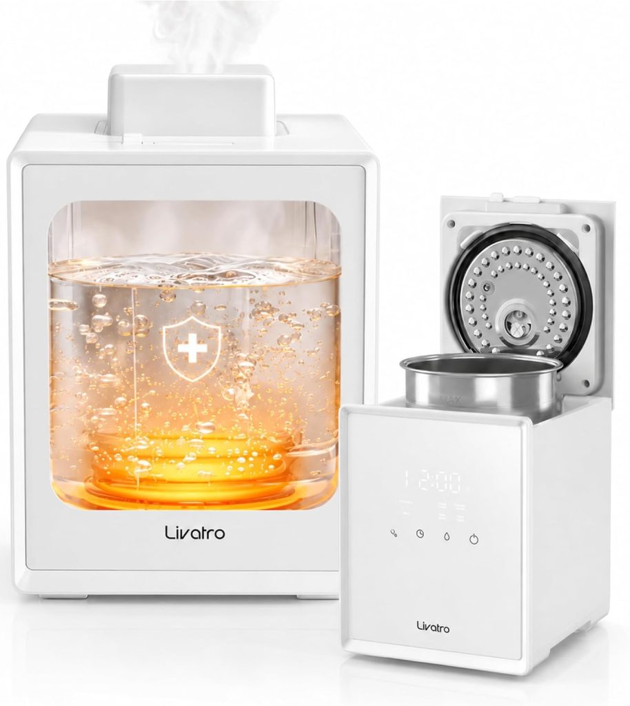 Livatro Stainless Steel Warm Mist Humidifier for Bedroom 3L Steam Vaporizer