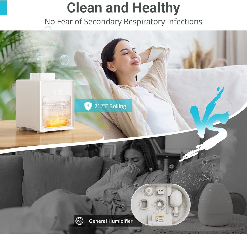 Livatro Stainless Steel Warm Mist Humidifier for Bedroom 3L Steam Vaporizer