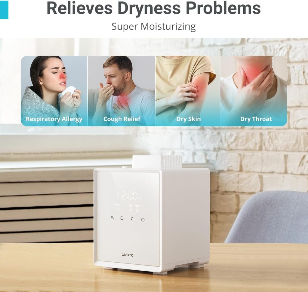 Livatro Stainless Steel Warm Mist Humidifier for Bedroom 3L Steam Vaporizer