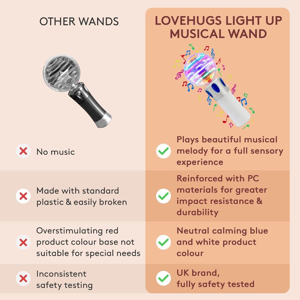 LoveHugs Musical Light Up Wand – Sensory Lights for Autistic Children – Light Up Sensory Toys – Autism Toys – Sensory Toys for Kids with Autism