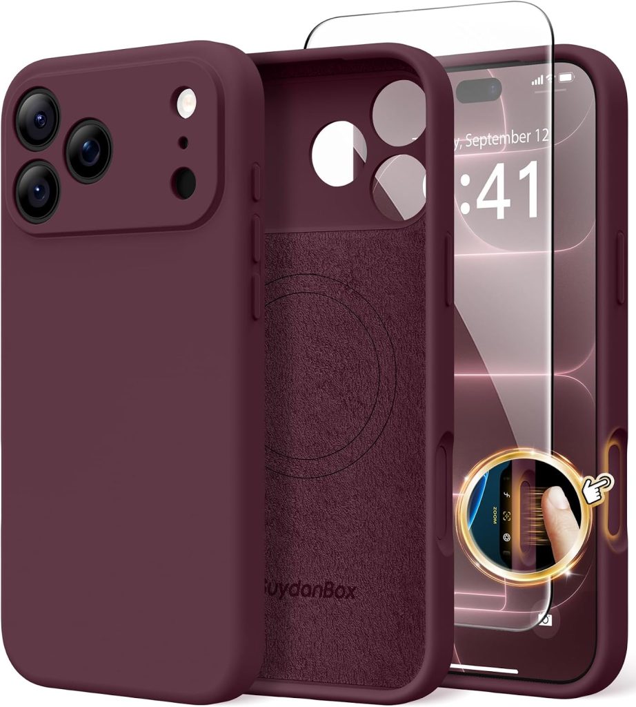 Magnetic for iPhone 18 Pro Max/17 Pro Max Case Silicone, Burgundy