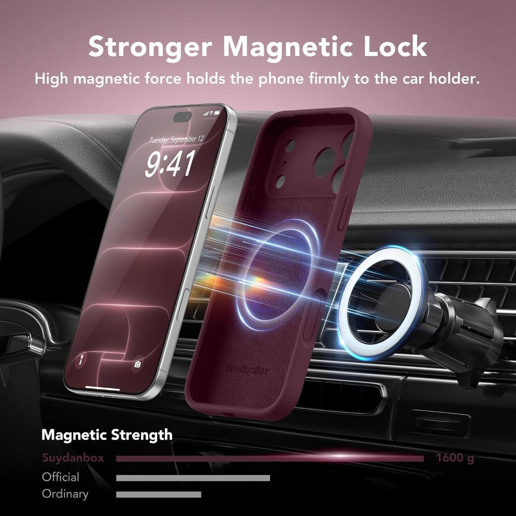 Magnetic for iPhone 18 Pro Max/17 Pro Max Case Silicone, Burgundy