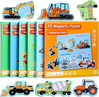 Magnetic Puzzles for Kids Ages 3-5, Travel Toddler Excavator Puzzle Toy