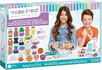 Make It Real – Mini Pottery Studio Deluxe DIY Sculpting Kit for Kids 8+