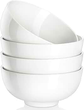 MALACASA 26 Oz White Ceramic Soup Bowls of 4, Cereal Bowls for Kitchen