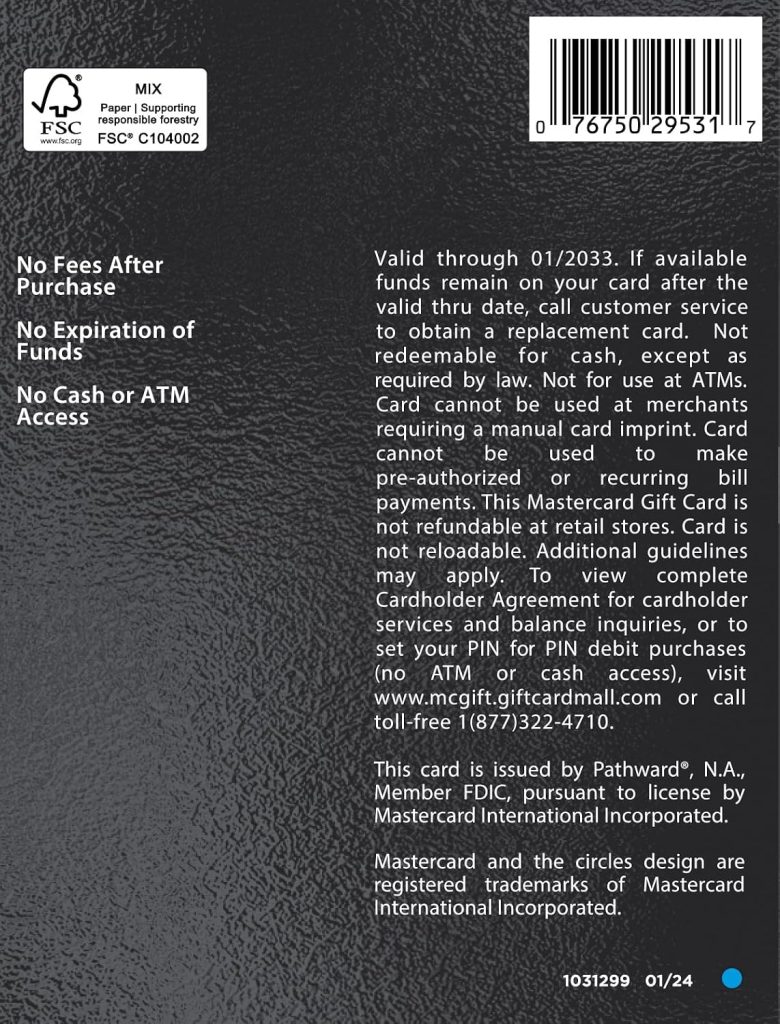Mastercard Physical Gift Card – $200 (plus $6.95 Purchase Fee)