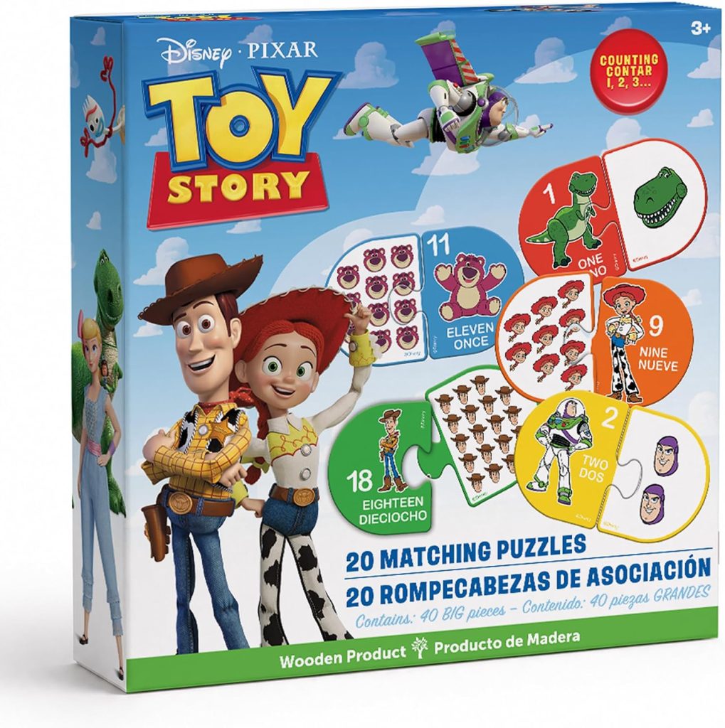MasterPieces Games – Disney Educational Wood Matching Puzzles – Toy Story Learn Numbers – Game for Families and Ages 3+