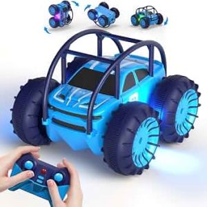 MaxTronic Amphibious Remote Control Car,Rechargeable RC Cars Toy 360° Flips Rotation Stunt Crawler 15KM/H 4WD All Terrain Outdoor Indoor Toy for Kids Boys Girls 3-12