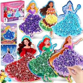 Mccreadee Poke in Art Kit, Princess Arts and Crafts Kits for Kids Ages 4-8