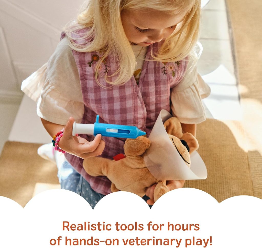 Melissa & Doug Examine and Treat Pet Vet Play Set, 24-Piece Animal Doctor Playset with Dog & Cat Plushies, Pet Doctor Kit & Accessories, Preschool Toys for Girls & Boys Ages 3+
