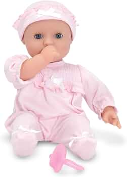 Melissa & Doug Mine to Love Jenna 12″ Baby Doll with Moving Eyes, Thumb & Pacifier Sucking Action, Doll Clothes & Accessories, Toddler Toys for Girls & Boys Ages 18 Mo+