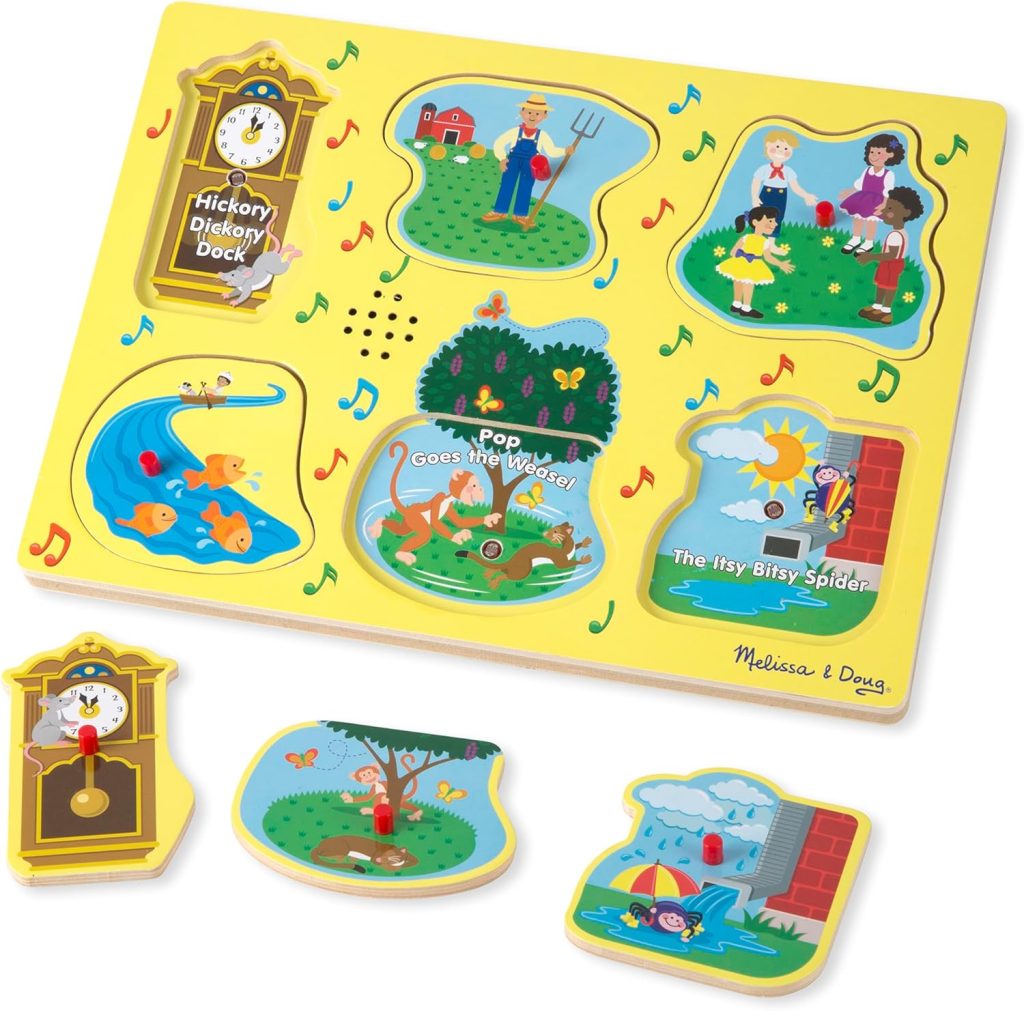 Melissa & Doug Nursery Rhymes 1 Light-Activated Sound Puzzle – 6 Pieces