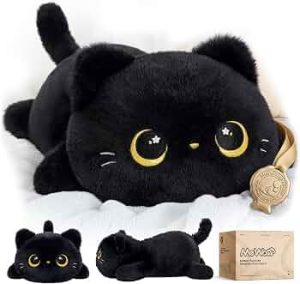 Mewaii Black Cat Plush Pillow Cute Plushies, Squishy & Huggable, 13 in