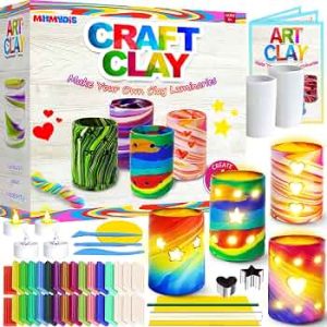 MHMYDIS Make Your Own Clay Luminaries – Arts and Crafts kit for Boys Girls and Teens Age 6 7 8 9 10 11 12 Year Old and up – Creative Clay Lantern Toys for 8-12 Year Olds