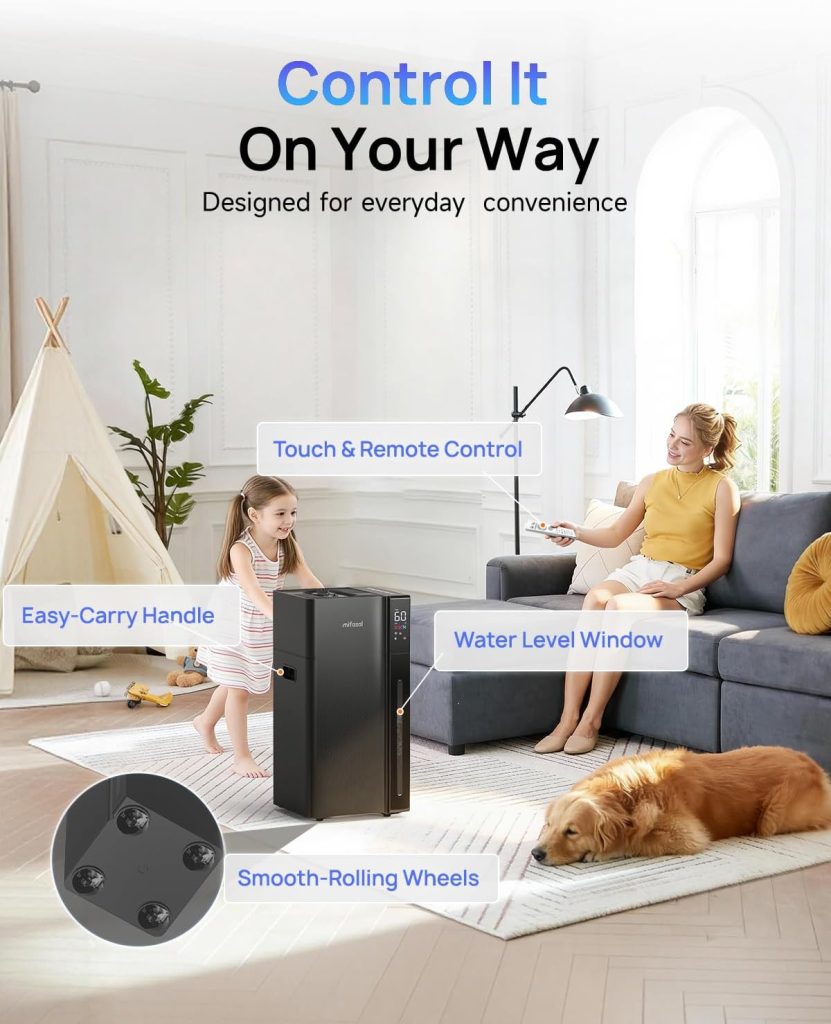 Mifasol Humidifier Large Room, 5.3Gal/20L Cool Mist Humidifiers for Home