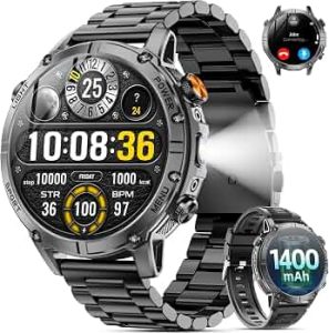 Military Smart Watch for Men with 100-Day Battery/Bluetooth Call/Flashlight