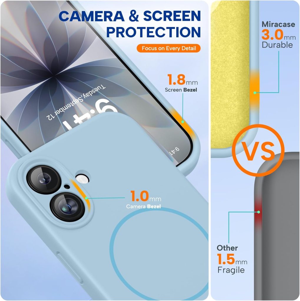 Miracase Silicone & Magnetic for iPhone 17 Case, Baby Blue