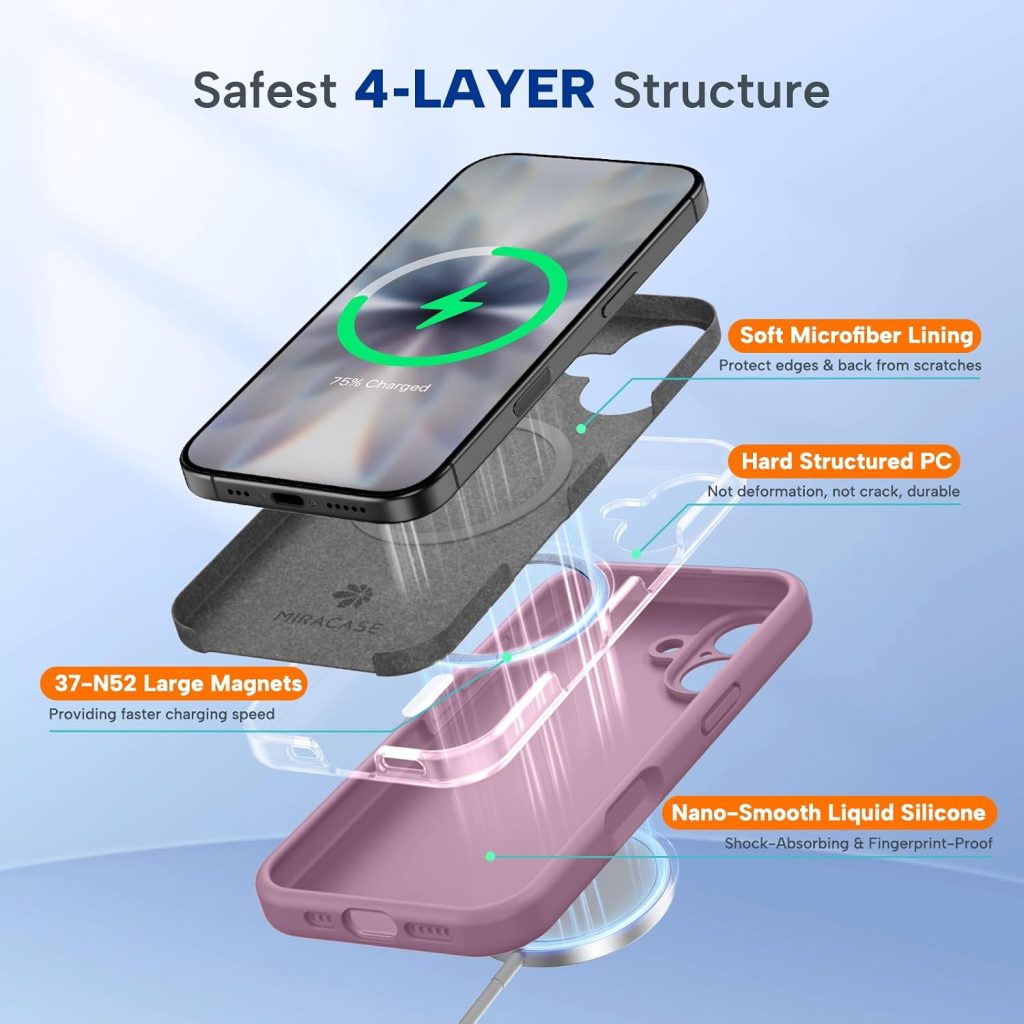 Miracase Silicone & Magnetic for iPhone 17 Case, Blackcurrant