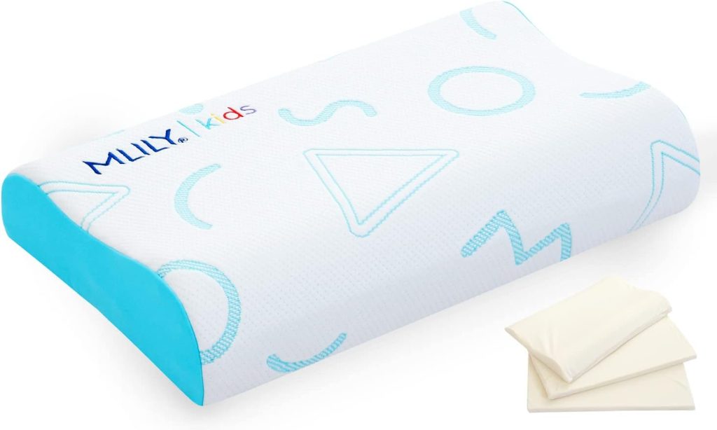MLILY Kids Pillow for Sleeping, Adjustable Kids Memory Foam Pillow, Blue