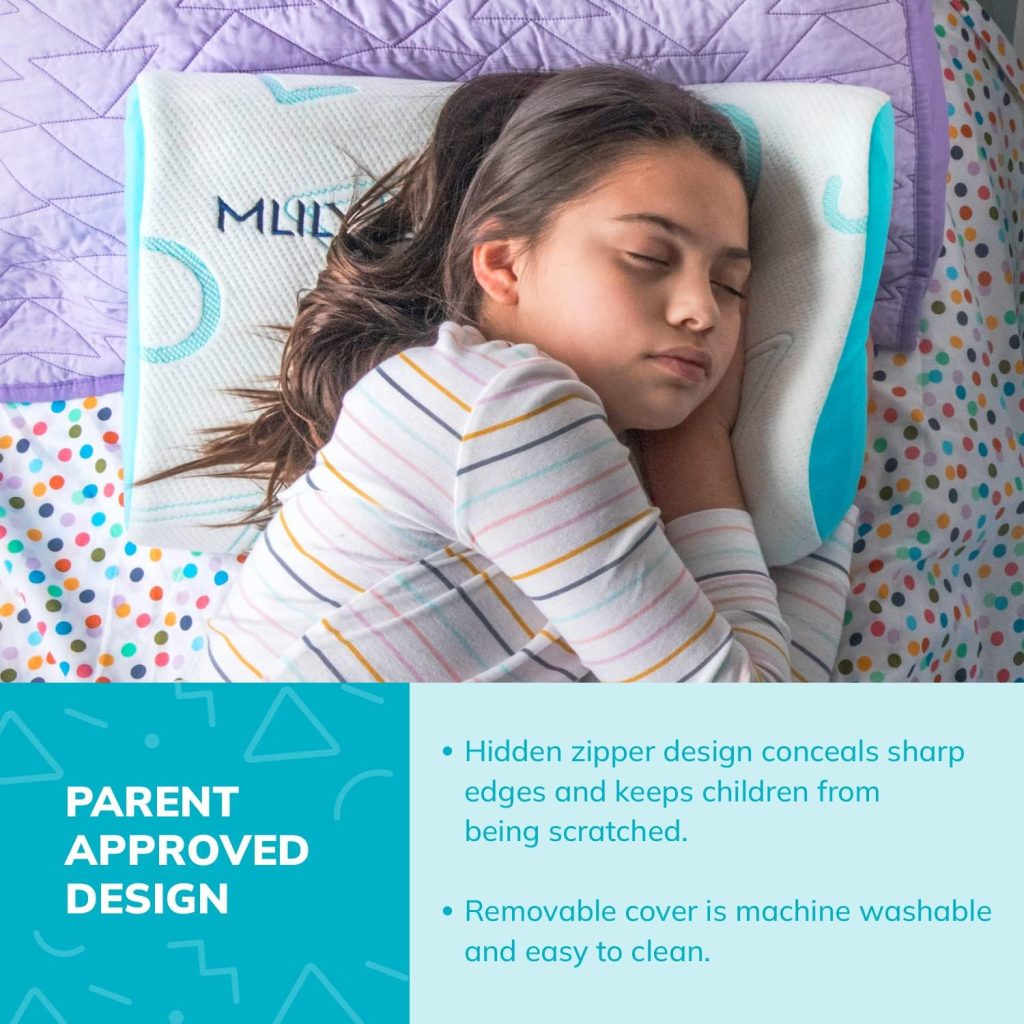 MLILY Kids Pillow for Sleeping, Adjustable Kids Memory Foam Pillow, Blue