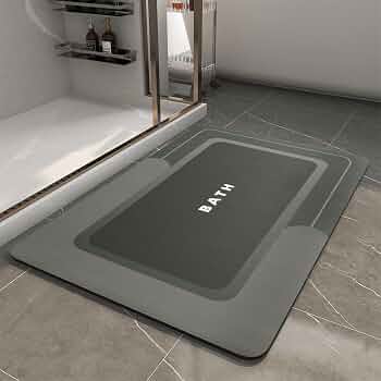 MontVoo-Bath Mat-Bath Mat Rug Non Slip Super Absorbent Stain Resistant Quick Dry Thin Bathroom Rug-Bath Mats for Bathroom Floor Bathtub Vanity-Bathmat Bath Rug Easy Care-17″x27″ Darkgrey