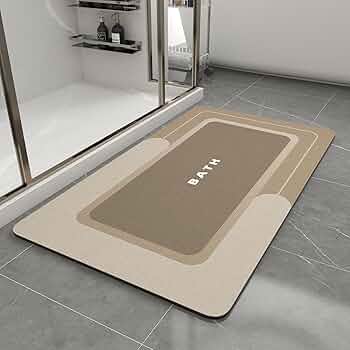 MontVoo Bath Mat-Bath Mat Rug Non Slip Super Absorbent Stain Resistant Quick Dry Thin Bathroom Rug-Bath Mats for Bathroom Floor Bathtub Vanity-Bathmat Bath Rug Easy Care-17″x27″,Beige