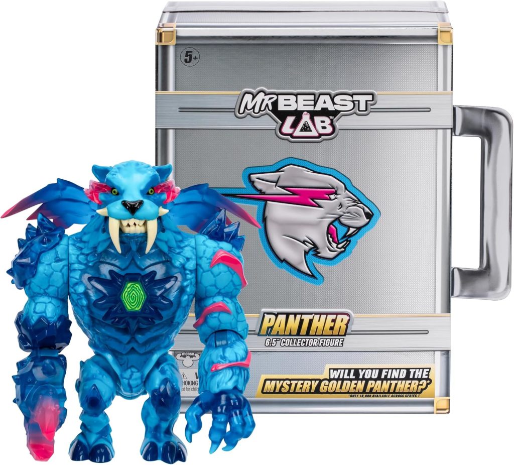 MrBeast Lab Apex Beast Panther Collector Figure, 6.25″ Tall, with Extreme Detailing, Premium Packaging, 13 Points of Articulation and Chomp Jaw – Styles May Vary