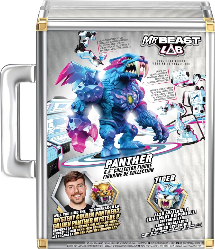 MrBeast Lab Apex Beast Panther Collector Figure, 6.25″ Tall, with Extreme Detailing, Premium Packaging, 13 Points of Articulation and Chomp Jaw – Styles May Vary