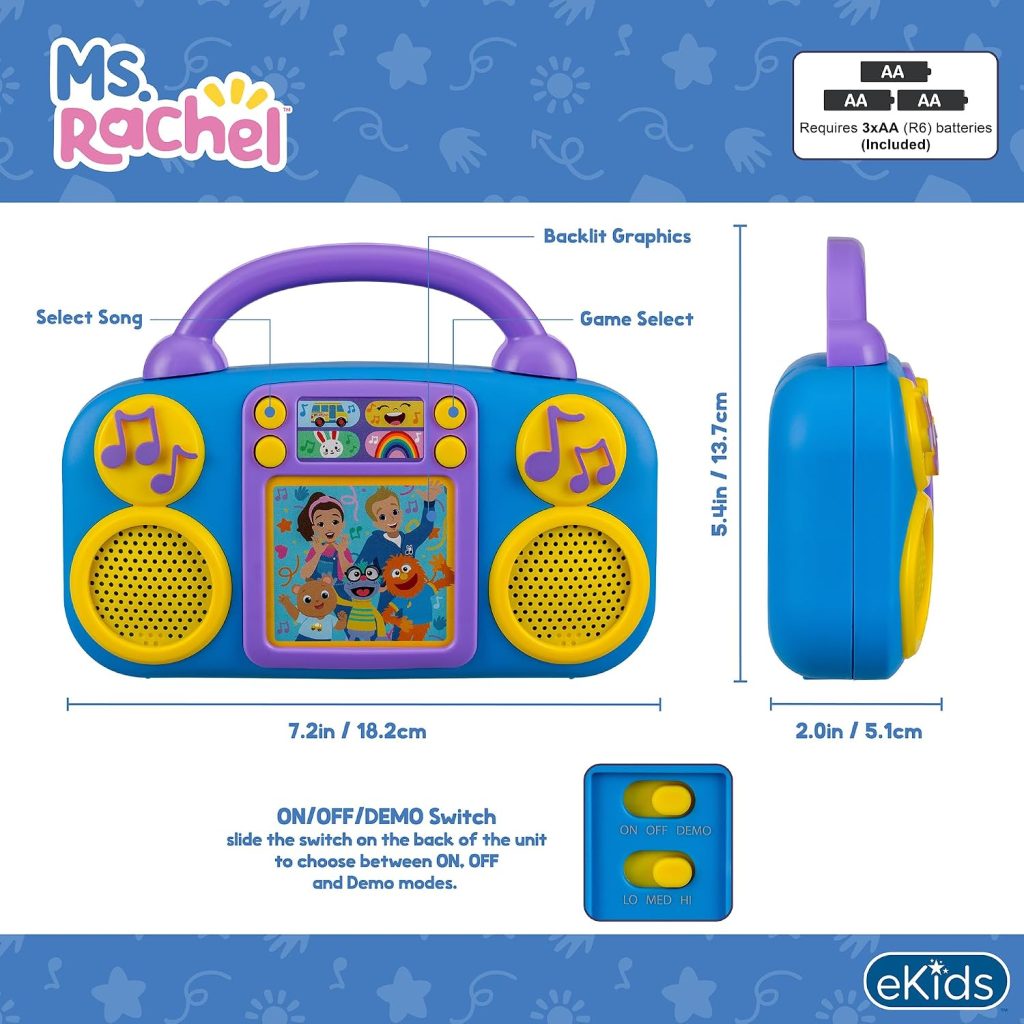 Ms Rachel Toy Music Player, Toddler Toy with Music and Lights for Ages 3+