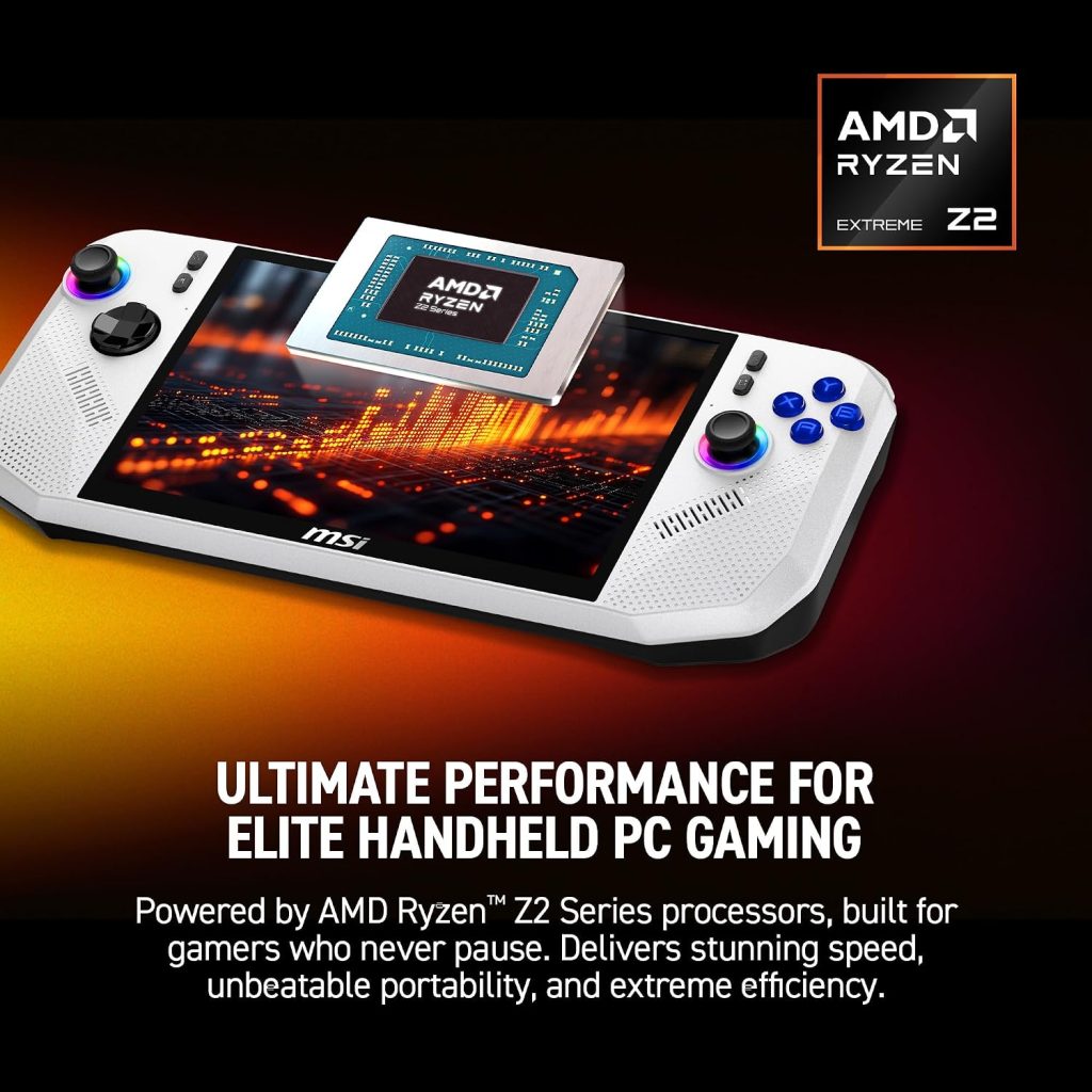 msi Claw A8 PC Gaming Handheld: AMD Ryzen Z2 Extreme, 8″ FHD+ 120Hz Display, 24GB LPDDR5x, 1TB NVMe SSD, SD Card Reader, Thunderbolt 4, Win 11 Home: White BZ2EM-070US