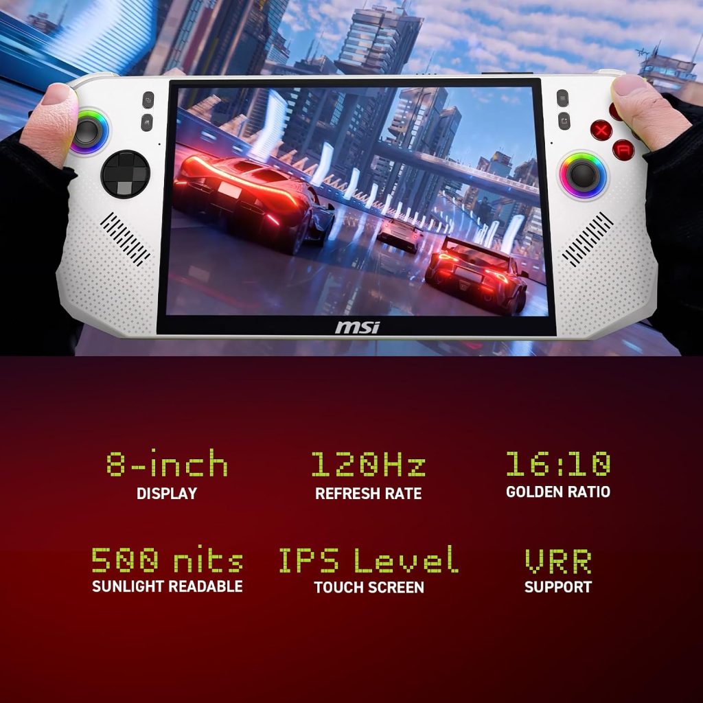 msi Claw A8 PC Gaming Handheld: AMD Ryzen Z2 Extreme, 8″ FHD+ 120Hz Display, 24GB LPDDR5x, 1TB NVMe SSD, SD Card Reader, Thunderbolt 4, Win 11 Home: White BZ2EM-070US