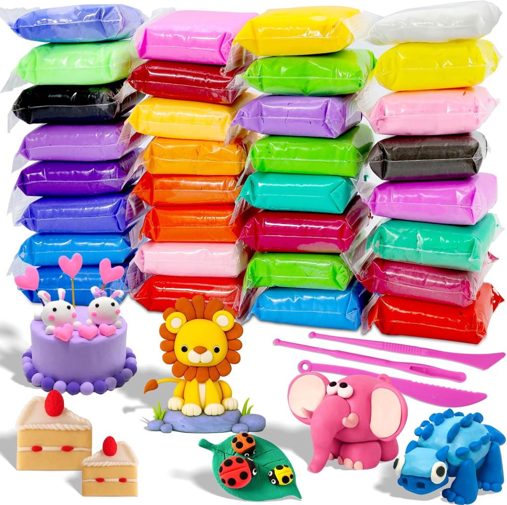MuseLuxe Air Dry Clay – 32 Colors Modeling Clay Kit with 3 Sculpting Tools
