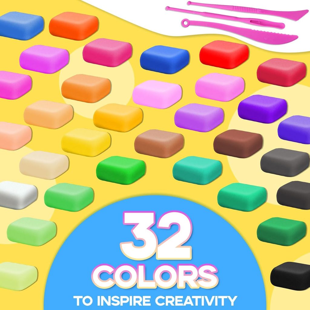 MuseLuxe Air Dry Clay – 32 Colors Modeling Clay Kit with 3 Sculpting Tools