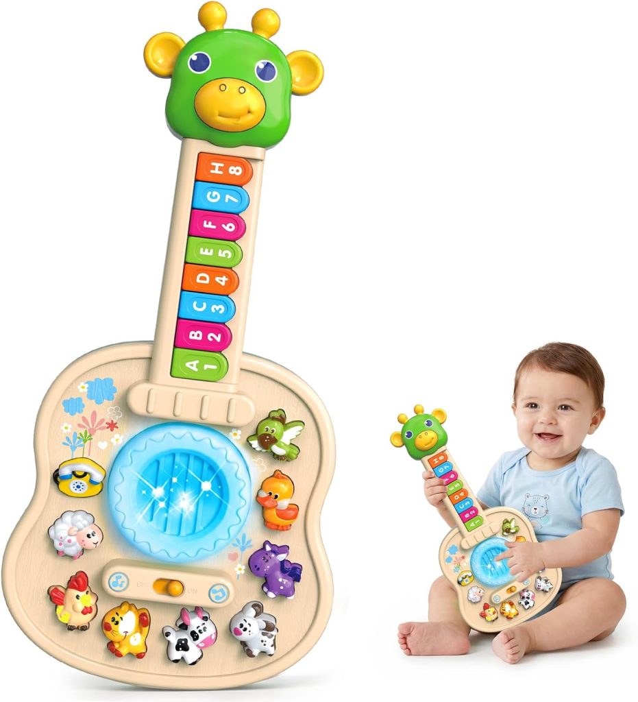 Musical Giraffe Guitar Baby Piano Toys for Toddlers 1-3 with Music & Light
